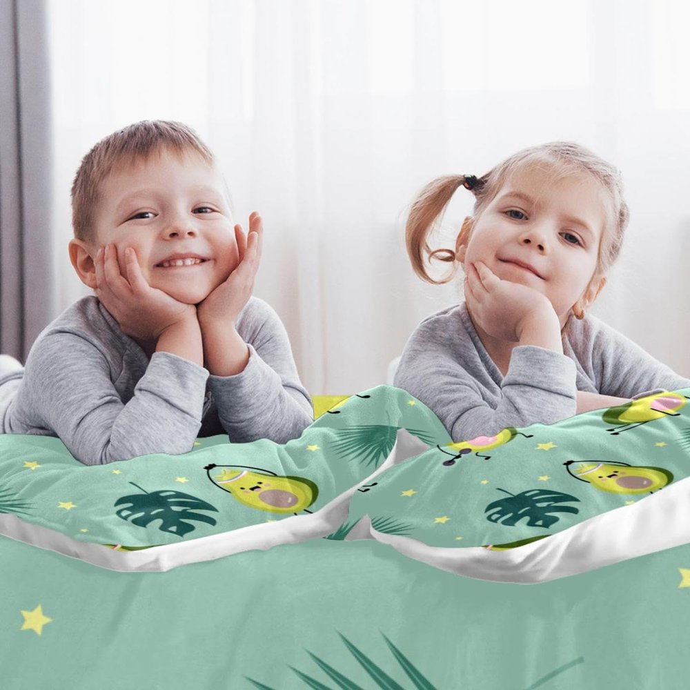 3-Piece Queen Duvet Cover Set with 2 Pillowcases, Breathable Tencel, Green Avocado Pattern