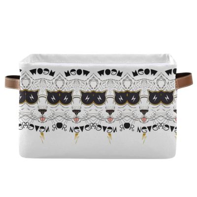 Cool Cat White Animal Storage Basket for Toys and Laundry