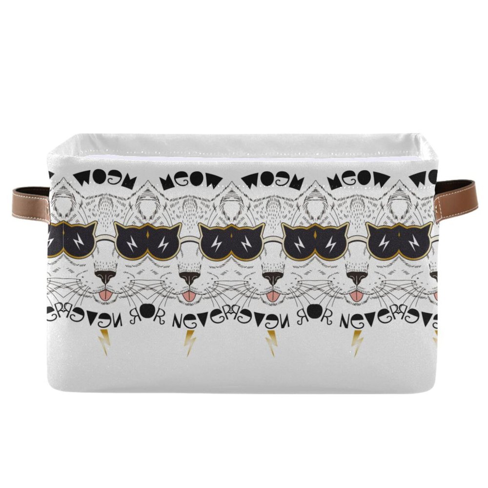 Cool Cat White Animal Storage Basket for Toys and Laundry