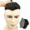 Men’s Front Hairpiece, 5.9 × 2.75 in, Natural Hairline Replacement, W-Shaped Tip, Thin Skin Base, Black view 1