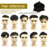 Men’s Front Hairpiece, 5.9 × 2.75 in, Natural Hairline Replacement, W-Shaped Tip, Thin Skin Base, Black view 3