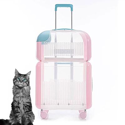 GAMAK Transparent, Breathable Double Pet Carrier with Wheels