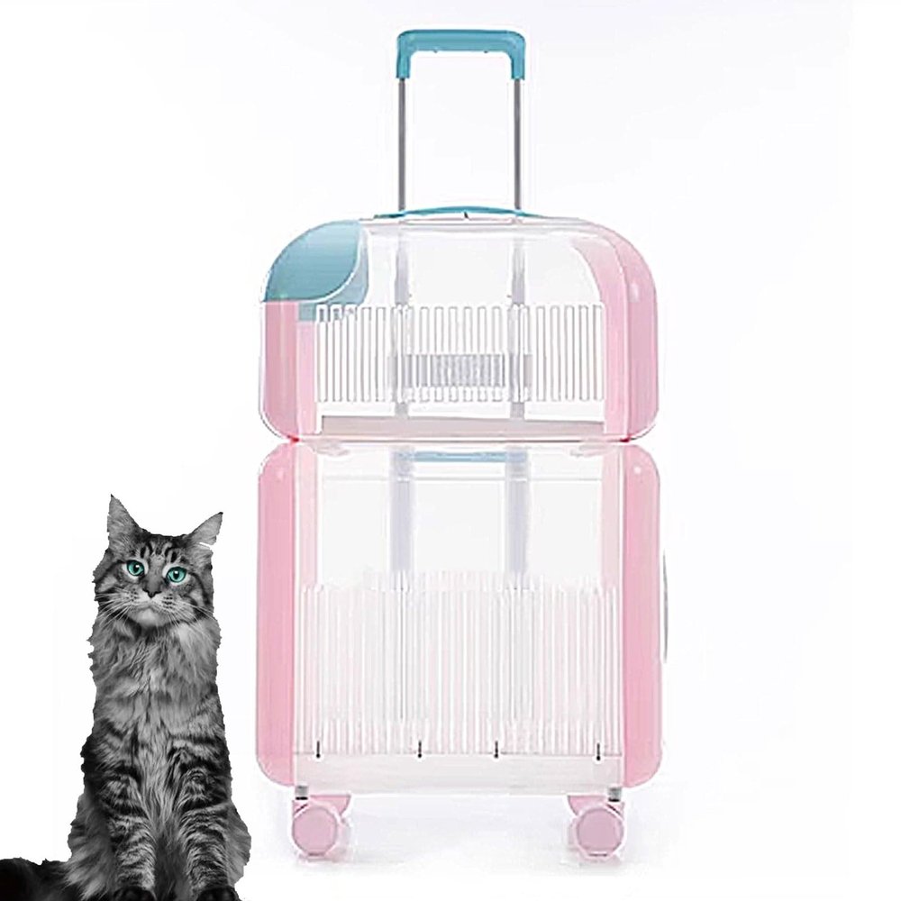 GAMAK Transparent, Breathable Double Pet Carrier with Wheels