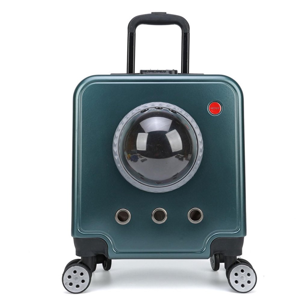 GAMAK Plastic Pet Carrier with Telescopic Handle and Wheels, 42 × 24 × 38 cm, Blue