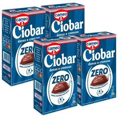 CAIYA 4 x Cameo Ciobar Zero Hot Chocolate Mix with No Added Sugar, Thick and Creamy, Box of 5 Sachets, 76 g [4 Packs]