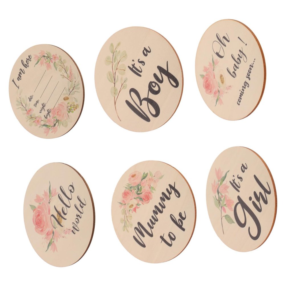 Kisangel 6 Round Birth Announcement Milestone Cards, 10 cm, for Newborns and Baby Showers