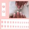 Ceboic 24-Piece Medium Square Press-On Nails, Pink and White French Floral Design with Rhinestones view 3