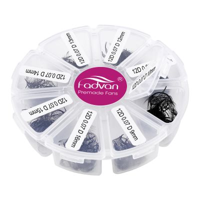 FADVAN 12D Premade Volume Lash Fans, 600 Pieces, 9–16 mm, 0.07 mm D Curl