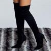 11 cm/4.33 in Suede Stiletto Women's Stretch Knee-High Boots, Black, EU 42 view 2