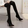 11 cm/4.33 in Suede Stiletto Women's Stretch Knee-High Boots, Black, EU 42 view 4