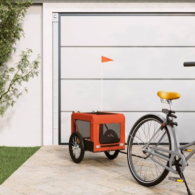 SKM Dog Bicycle Trailer, Orange and Black, Oxford Fabric & Iron, 9.05 kg, 93921, Color: Orange