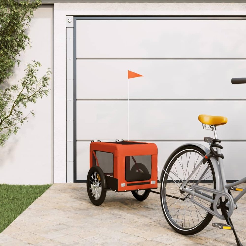 SKM Dog Bicycle Trailer, Orange and Black, Oxford Fabric & Iron, 9.05 kg, 93921, Color: Orange