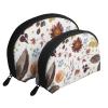 2-Piece Makeup Bag Travel Cosmetic Pouch Set, Floral Boone Autumn Pattern view 1