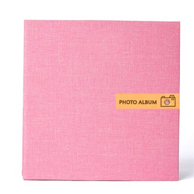 UGLYAF 16-Inch Linen Photo Album, Handmade Self-Adhesive Scrapbook for Couple, Baby Growth, and Family Photos (Pink)