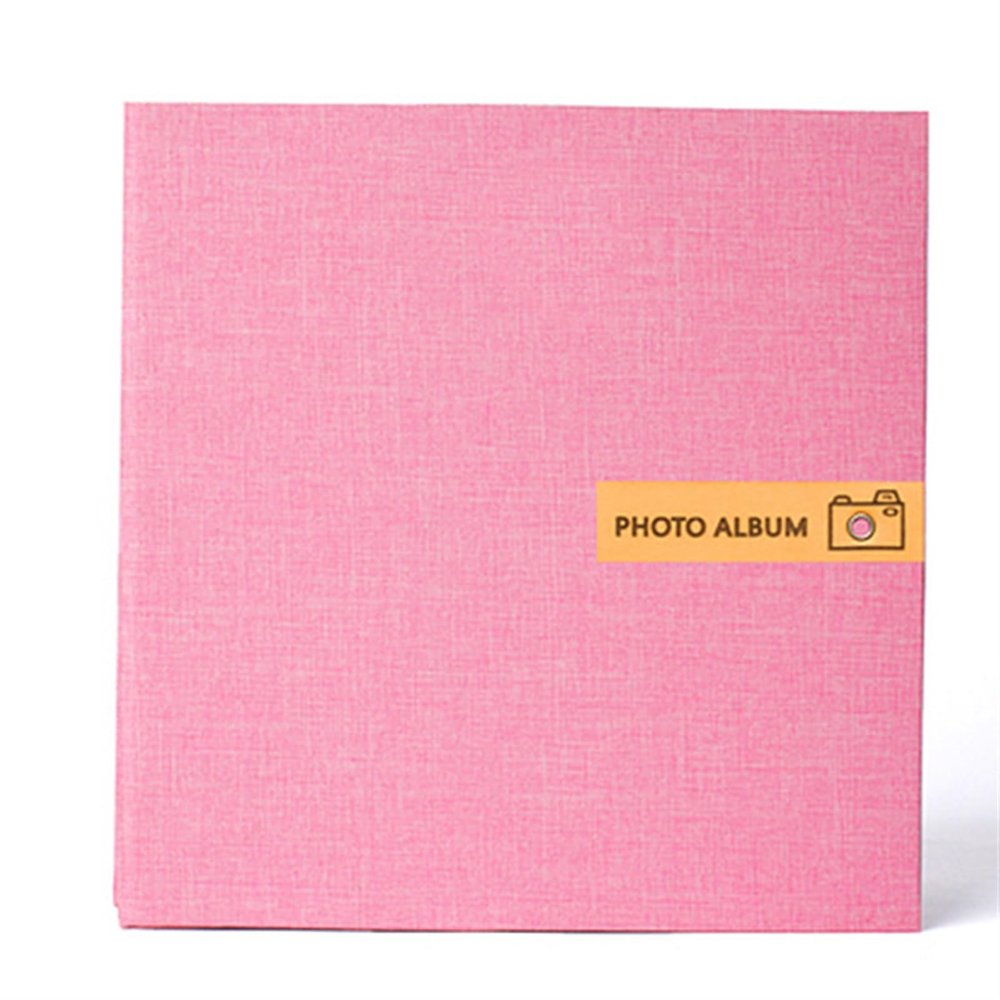 UGLYAF 16-Inch Linen Photo Album, Handmade Self-Adhesive Scrapbook for Couple, Baby Growth, and Family Photos (Pink)
