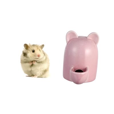 minkissy Automatic Hamster Feeder, 100 mL Ceramic Cat-Ear Design Pet Water Dispenser, Self-Dosing, Red