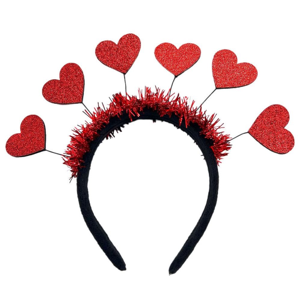 FRCOLOR Valentine's Day Love Heart Headband for Girls and Adults, Red