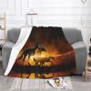 ObabO Running Black Horses Multi-Size Ultra-Soft Flannel Blanket, Lightweight and Warm view 2