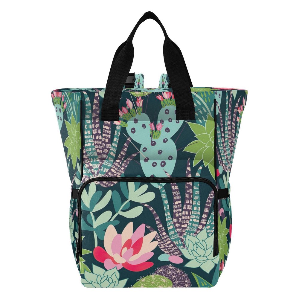 Baby Diaper Bag Backpack, Multifunctional Waterproof Backpack for Girls, Inky Succulents and Cacti, Multicolor, One Size, Modern/Fitted