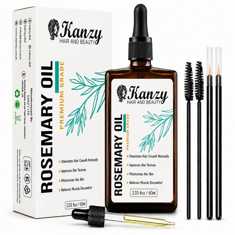 Kanzy Diluted Pure Rosemary Oil for Hair, Body, Beard, Brows & Lashes, 60 mL
