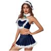 Women's Sexy Curvy Fair Trade Lingerie Set, Gold Babydoll Pajamas, White Bustier, Sexy Latex Catsuit view 2