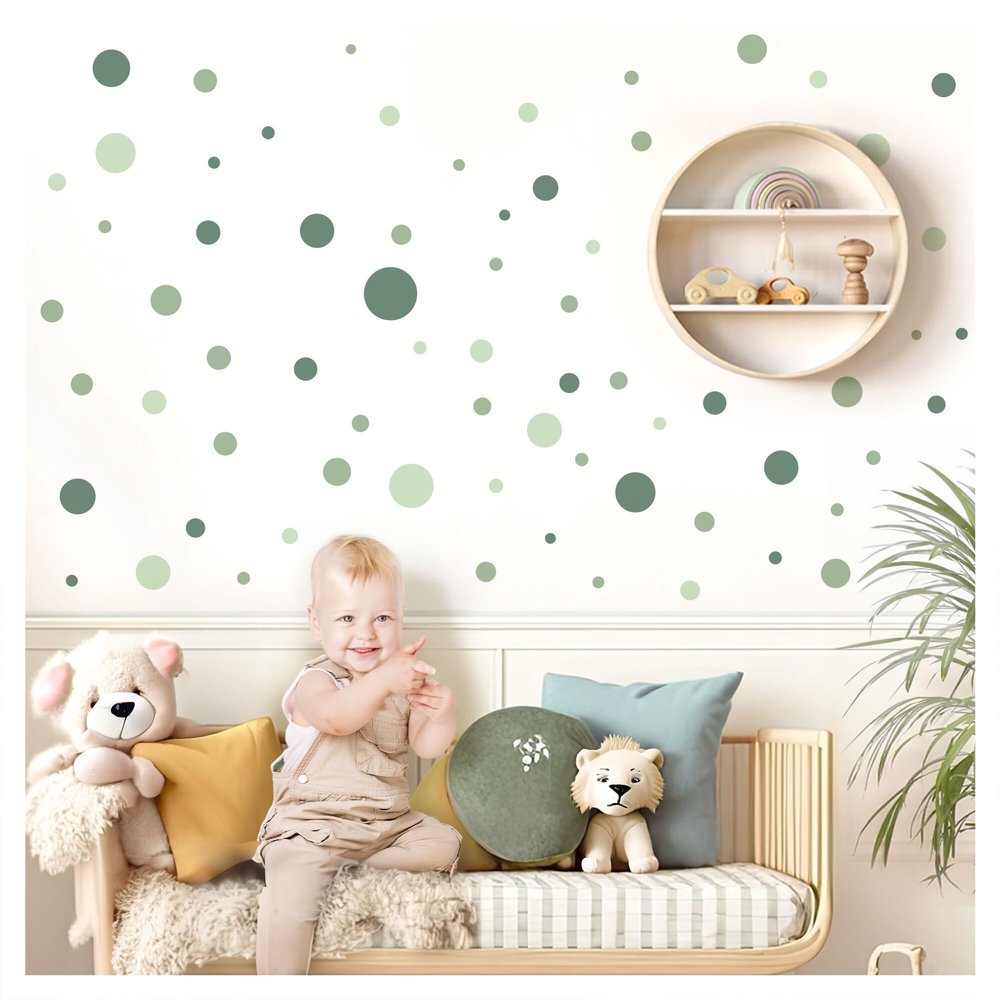 Little Deco Wall Decal, 120 Green Circles, DL5002