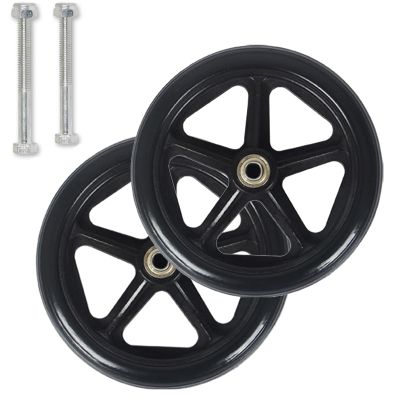 HJXGQJM 7-Inch Wheelchair Front Caster Wheels, PVC Replacement Wheels, Black, 16–17 cm