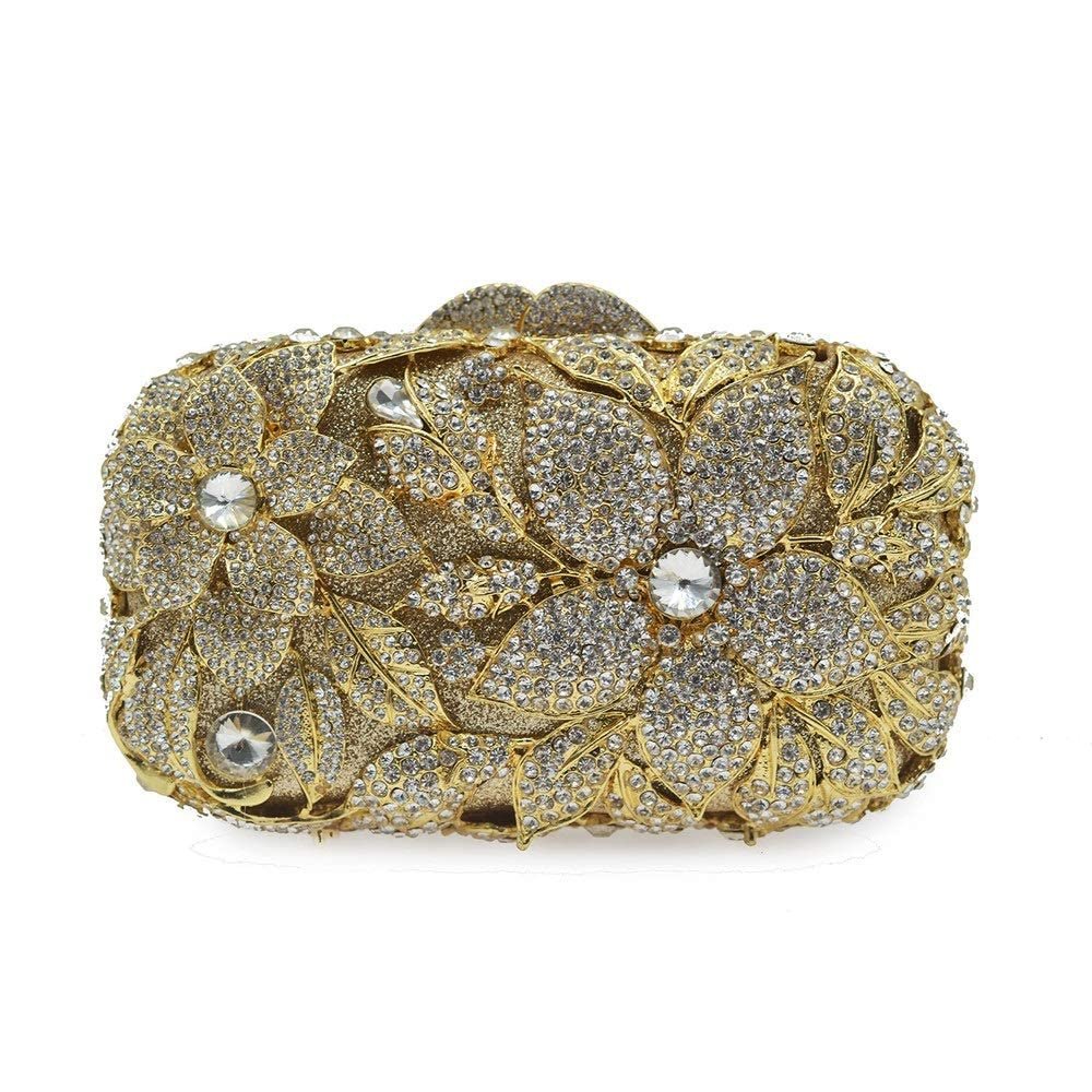 RajoNN Women's Gold Rhinestone Evening Clutch