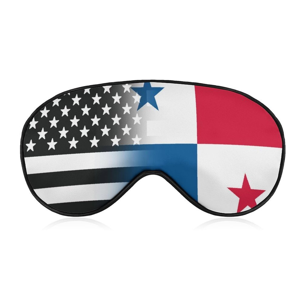 Black Sleep Mask with USA-Panama Flag