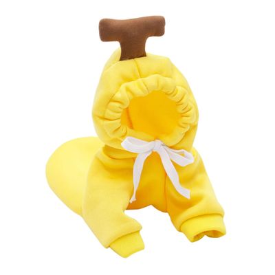 Puppy Hoodie with Fruit Motif, Warm for Cold Days, Yellow