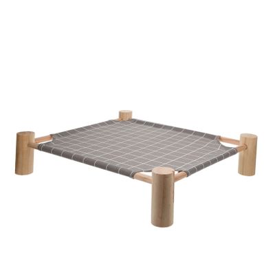 Elevated Pet Bed with Washable Cotton-Linen Cover and Wood Frame