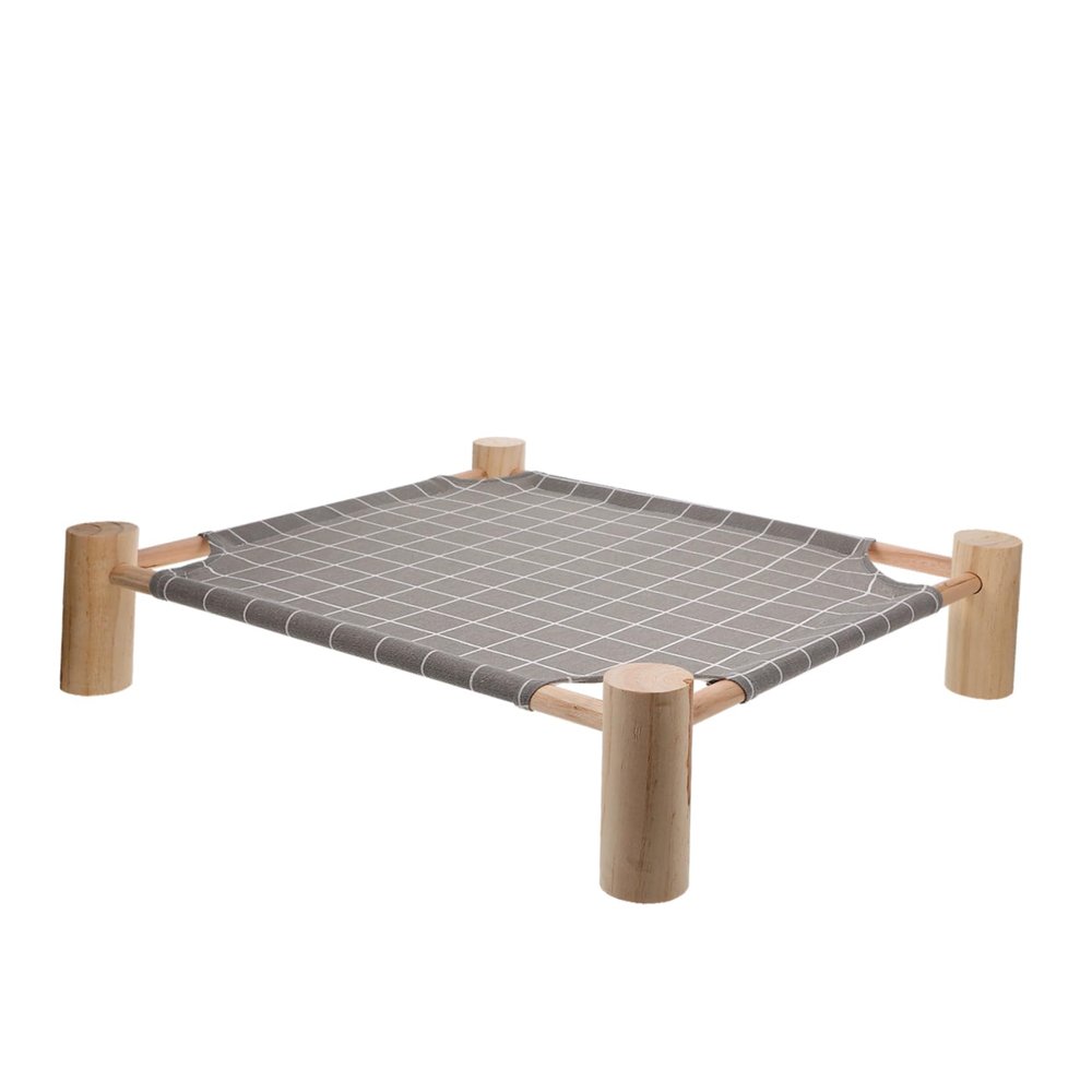 Elevated Pet Bed with Washable Cotton-Linen Cover and Wood Frame