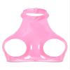 MSemis Women's Wetlook Patent Leather Lingerie Set, Open-Bust Bra and Open-Crotch G-String, Pink 3XL view 3