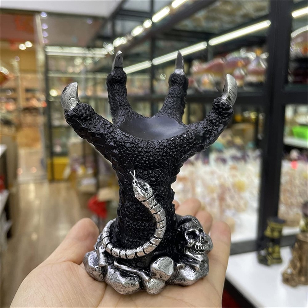 GAJUST 1pc 4-Inch Dragon Claw Crystal Ball Holder, Skull Snake Magic Ball Display Stand, Resin Craft Ornament, Gold