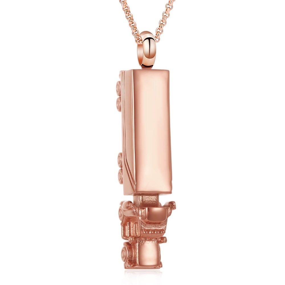 Urn Necklace for Ashes for Men and Adults, Stainless Steel 18-Wheeler Semi-Truck Cremation Jewelry Pendant, Ash Holder Memorial Medallion, No Gemstone