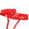FEESHOW Women's Open-Bust Glossy Patent Leather Catsuit, Red, M view 4