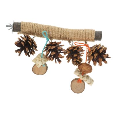 minkissy Parrot Toy, Wooden Parrot Stand, Cockatiel Hammock Toy, Chewable Perch Stand and Bird Chew Toy
