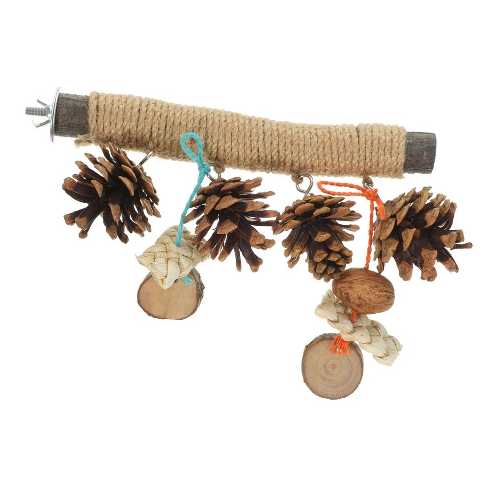 minkissy Parrot Toy, Wooden Parrot Stand, Cockatiel Hammock Toy, Chewable Perch Stand and Bird Chew Toy