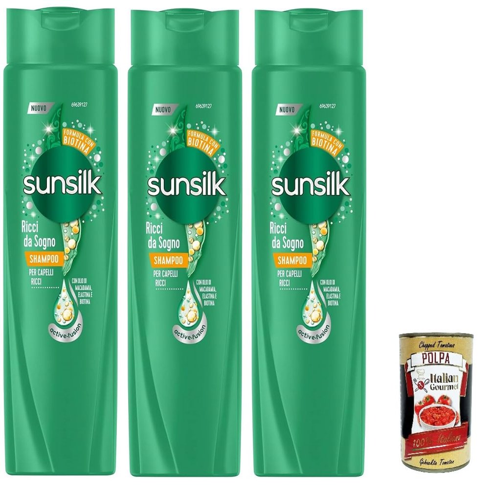 Italian Gourmet Shampoo for Curly Hair and Elastic Curls, 3 x 250 ml