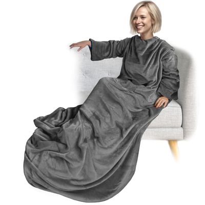NYVI CozyWear Deluxe Sleeved Blanket 150 x 180 cm, Anthracite