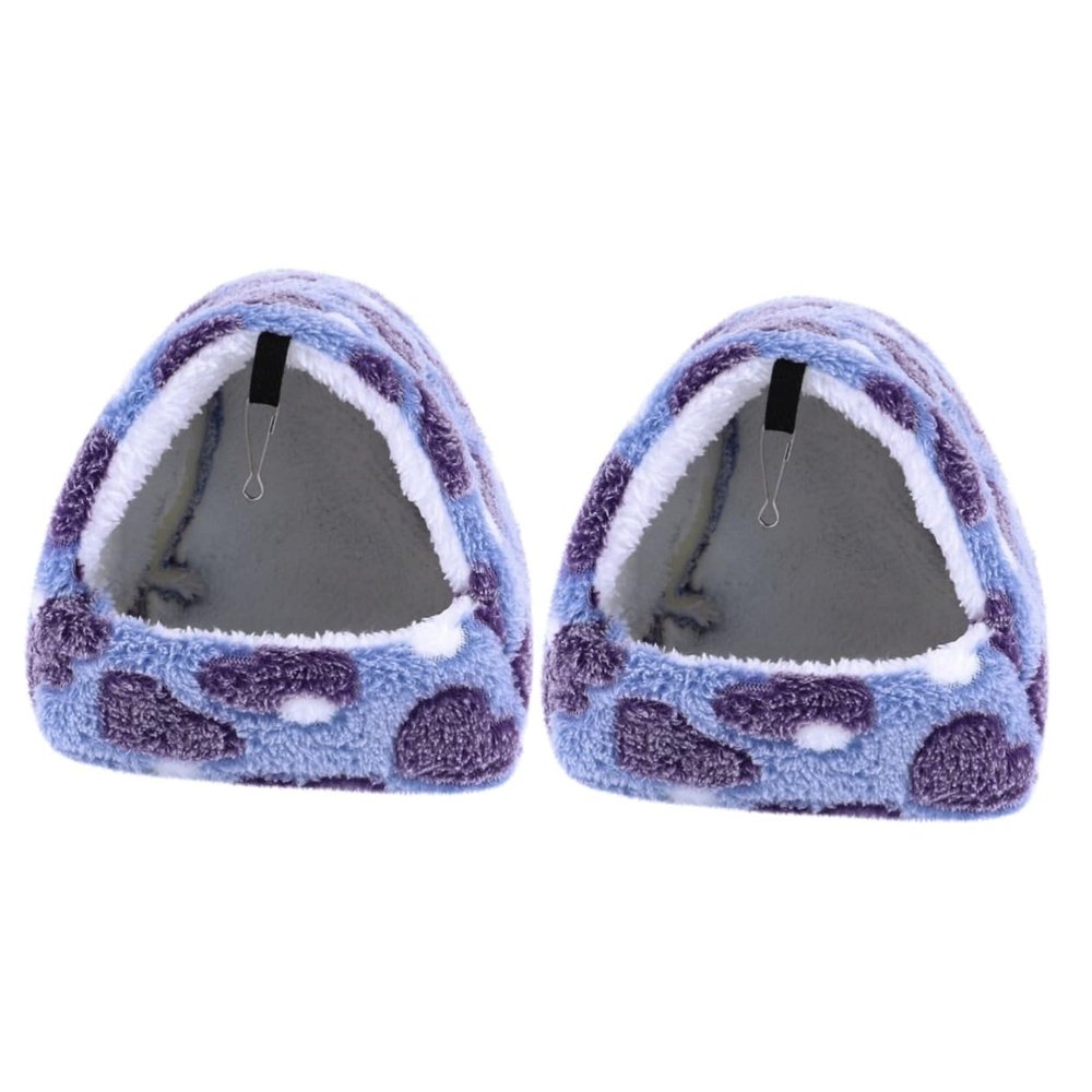 minkissy 2-Pack Hanging Hamster Beds with Hooks, Warm Cotton Nests, Heart Design