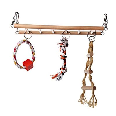 Hamster Climbing Swing Toy for Small Animals, Wood and Metal