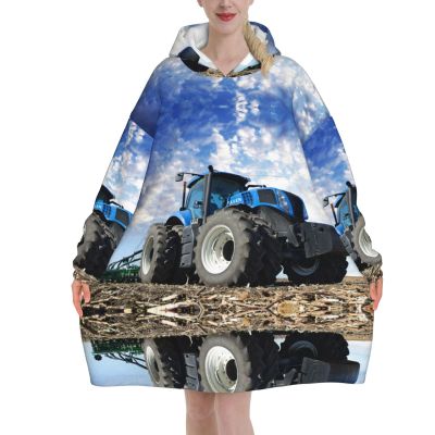 MELPHI Farm Tractor Print Hooded Blanket