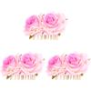 minkissy 3-Piece Double-Flower Hair Comb Set, Pink view 1