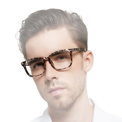 OCCI CHIARI Blue Light Blocking Reading Glasses 2.25 for Men, Lightweight Rectangle Computer Glasses with Spring Hinges, Gray Leopard