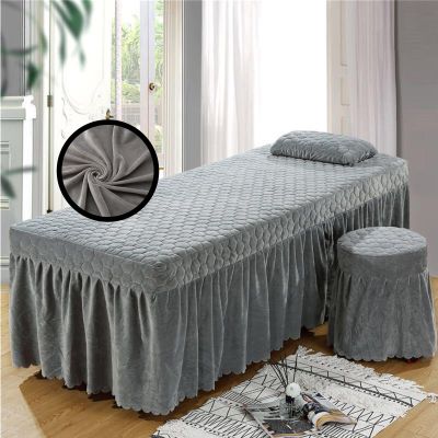 Highdi Massage Table Cover with Face Hole, Washable Crystal Velvet, Elastic, Soft and Breathable, 70 x 190 cm, Gray