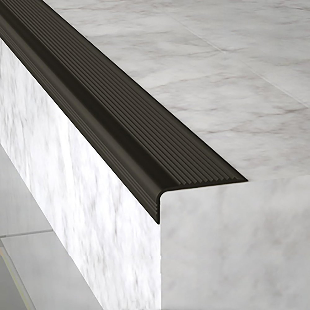 oocco PVC Corner Protector, Self-Adhesive Non-Slip Stair Edge Trim, Black, 5 x 2.5 cm x 1.2 m