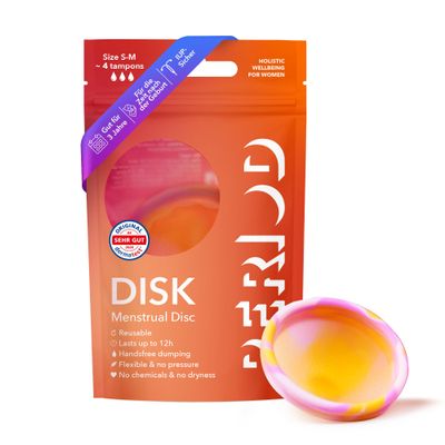 PERIOD Reusable Menstrual Disc, Platinum-Cured Medical Silicone, Automatic Emptying, S/M