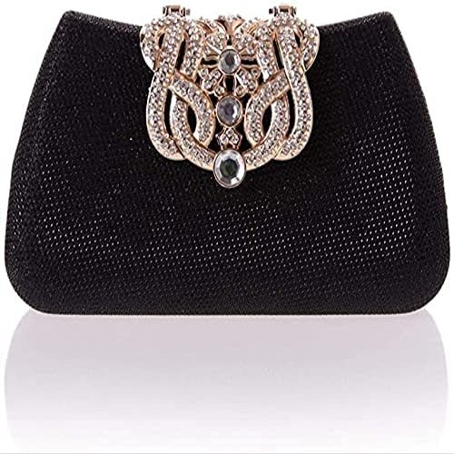 RajoNN Women's Diamond Evening Clutch, European and American Fashion, Banquet Bag, 18 x 10 x 6 cm (Black)
