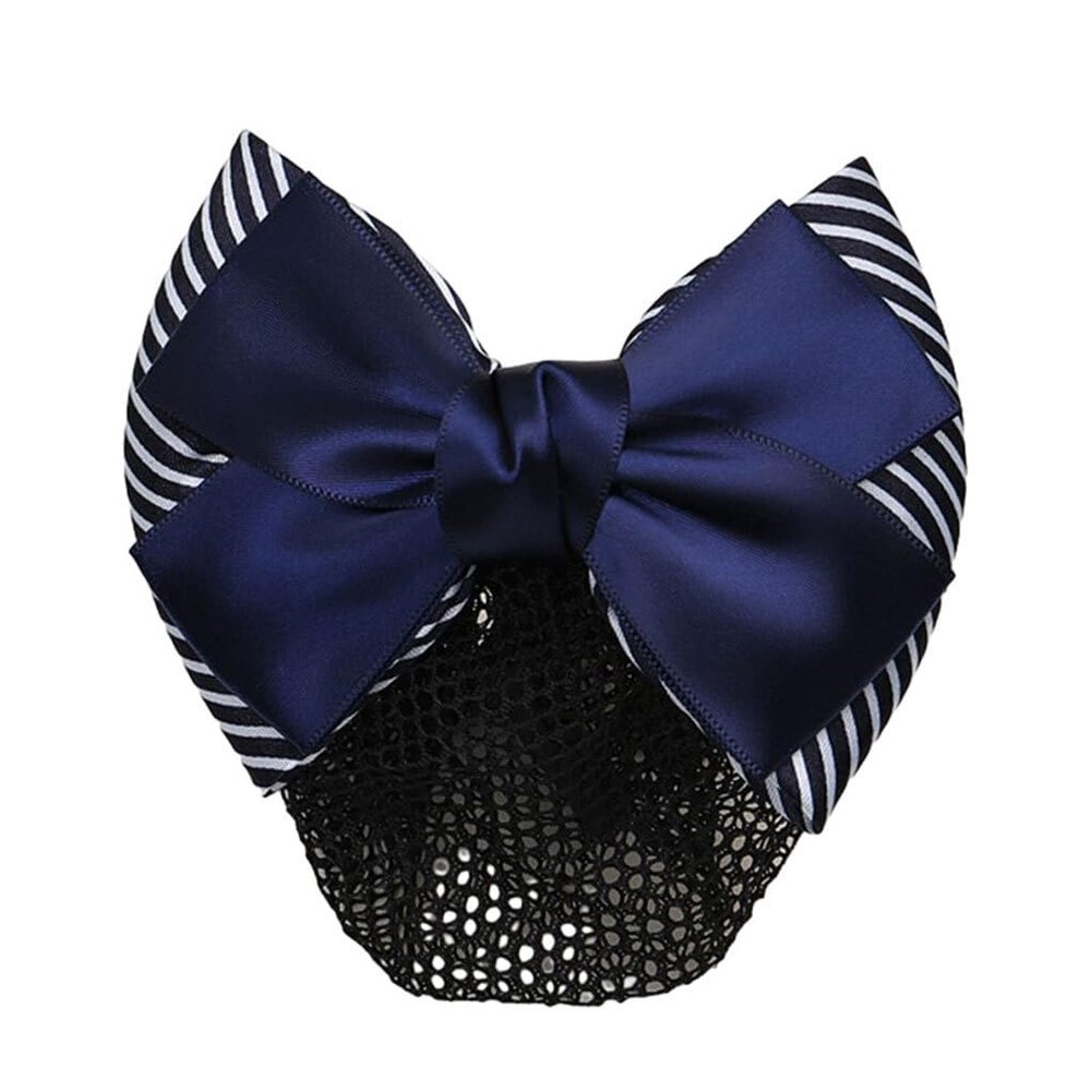 DSOUWEH Bow Hairnet, Thick Stripes, Blue
